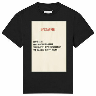 【送料無料】 マルタンマルジェラ メンズ Tシャツ トップス MM6 Maison Margiela Show Invitation Logo T-Shirt Blackの画像