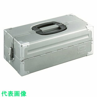 TONE スチール製工具箱 ツールケース（メタル） V形2段式 シルバー 外形寸法160mm （品番:BX322SSV）（注番3904377）の画像