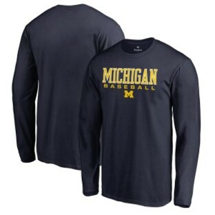 ファナティクス メンズ Tシャツ トップス Michigan Wolverines Fanatics Branded True Sport Baseball Long Sleeve TShirt Navyの画像
