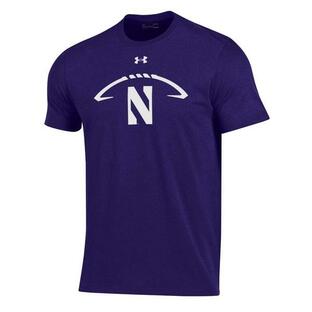 アンダーアーマー Tシャツ メンズ Northwestern Wildcats Football Icon TShirt Purpleの画像