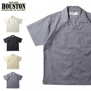 HOUSTON ヒューストン 半袖ワークシャツ 無地 オープンカラー 開襟 ボックス TCツイル アメカジ ワーク ミリタリーの画像