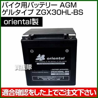 Oriental バイク用バッテリー AGM ゲルタイプ ZGX30HL-BSの画像