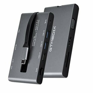 GT MEDIA C9 PRO USB C ハブ 9-in-1 Type C ハブUSB-C HUB ドッキングステーション 2*USB 3.0 1*USB 2.0 PD充電 USB to RJ45 高速データ転 4K出力対応 HDMIポート1080P-VGA SD/MicroSD カード スロット 各種機種対応 小型の画像