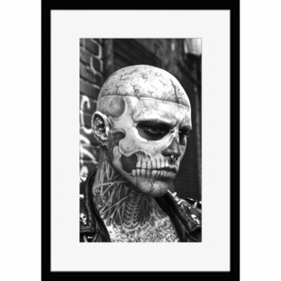 BW:Rick Genest/リック・ジェネスト/Zombie Boy/ゾンビボーイ/刺青タトゥーモデル/モノクロ写真フレーム-3(white mat/ホワイトマット)の画像
