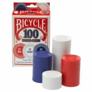 BICYCLE バイスクル ポーカーチップ (白・赤・青・100枚入り) 【プラスチック ゲームチップ USプレイングカード社製】の画像