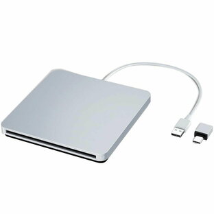 外付け CDドライブ DVD プレーヤー ポータブル PC ドライブ USB Type-C Mac MacbookPro/Air iMAC Windows/Linux/Mac OS対応 シルバーの画像