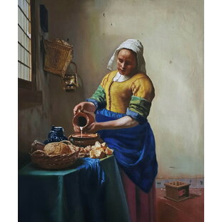 油絵 フェルメールの名作 牛乳を注ぐ女 ma219の画像