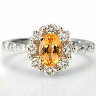 インペリアルトパーズ(11月誕生石) K18(18金)WG(ホワイトゴールド)ダイヤモンド 指輪 ファッションリング r-t802 パワーストーン ジュエリー 天然石 宝石 ダイアモンド 1点もの(bkp50) 294000-147000(c_)の画像