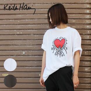 Keith Haring キースへリング Tシャツ プリント ハート アート メンズ レディース ユニセックス メンズ おしゃれ 大容量 かわいい 可愛い ブラック ホワイトの画像