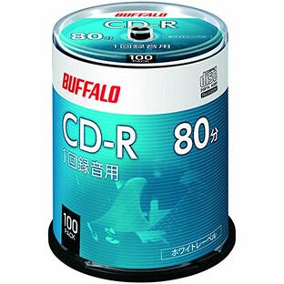 【Amazon.co.jp限定】 バッファロー 音楽用 CD-R 1回録音 80分 700MB 100枚 スピンドル ホワイトレーベル RO-CR07M-100PW/Nの画像