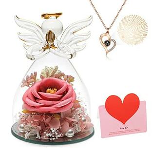 女性へのバラの天使ギフト、ママのおばあちゃんへのバラの天使のフグリンギフト、センチメンタルマザーズの日娘からの偽の花の贈り物、同情の花の天使の記念の画像