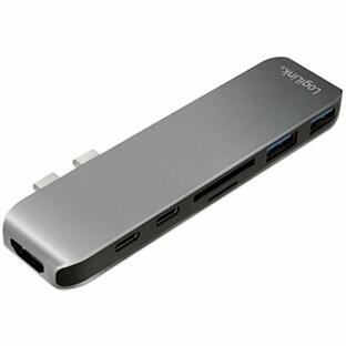 LogiLink Type-C アルミボディ多機能ハブ USB3.0/SD/Micro SD/Thunderbolt3/4K HDMI Macbook Pro13/15インチ用 100W PD対応(シルバー)の画像