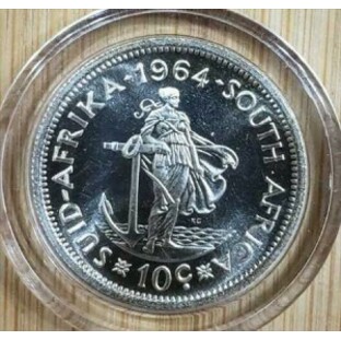 アンティークコイン 1964年南アフリカ10cシルバープルーフコイン-ヤンファンリーベックウーマンアンカー-GEMBU 1964 South Afrの画像