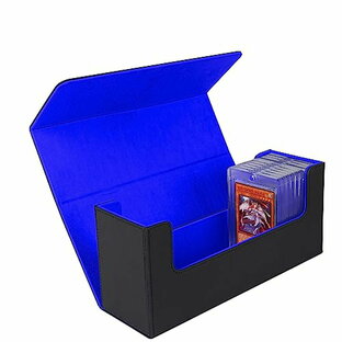 マグネットローダー 用 ケース カードローダー 用 ボックス デッキケース カードローダー 36枚 カードケース ローダー 保管 トレカケース PU レザー 黒（内装青）の画像