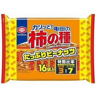 【Amazon.co.jp限定】亀田製菓 亀田の柿の種たっぷりピーナッツ 16袋詰 532gの画像