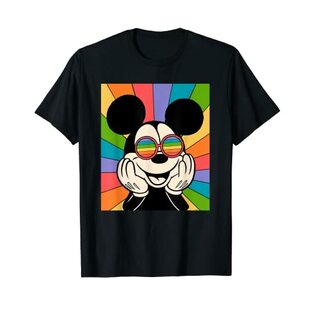 Disney ディズニー メンズ ボーイズ 半袖 ミッキーマウス サンバースト レトロ Tシャツの画像