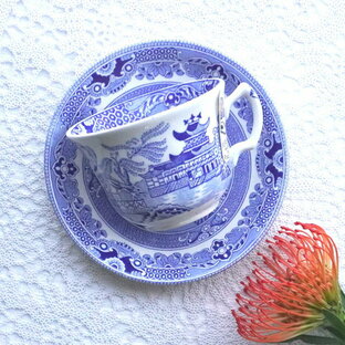 バーレイ トーキーブルー ウィロー カップ ソーサー 陶器 イギリス製 食器 Burleigh オリエンタル 東洋 洋食器 青 ブルー系 風景 英国 悲恋物語 E97PB00の画像