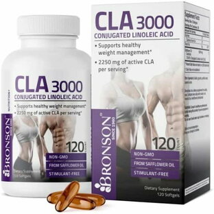 Bronson ブロンソン 社 ダイエット サプリメント1粒あたり CLA 1125mg配合120粒入り CLA 3000 Extra High Potency Supports Healthy Weight Management Lean Muscle Mass Non-Stimulating Conjugated Linoleic Acid 120 Softgels CLAダイエットの画像