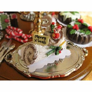 ミニチュアフード ホールケーキ ホワイトクリスマスのブッシュドノエル[SMWLC001][m-s]●【ネコポス配送対応】の画像