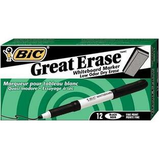 BIC Great Erase Grip Low Odor Dry Erase Marker Fine Point Black 12 Dry Erase Markers (3 Packages of 12 Dry Erase Markersの画像