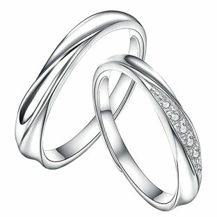 Yoursfs ペアリング 婚約指輪 結婚指輪オープン シルバー925 純銀製 指輪 レディース メンズ フリーサイズの画像