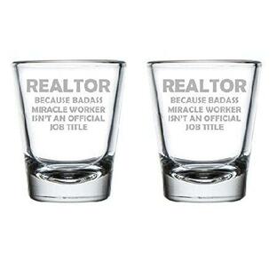 MIP Brand Set of 2 Shot Glasses 1.75oz Shot Glass Realtor Real Estate Agent Broker Miracle Worker Job Title Funny並行輸入の画像