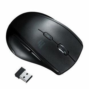 【訳あり 新品】ワイヤレスマウス USB接続 左利き用 ブルーLED 静音 5ボタン ブラック MA-WBL164BK サンワサプライ ※箱にキズ、汚れありの画像