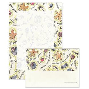 The Paper Company レターセット 便箋6枚×封筒3枚 （ジンジャーブレッドマン） クリスマス レトロの画像