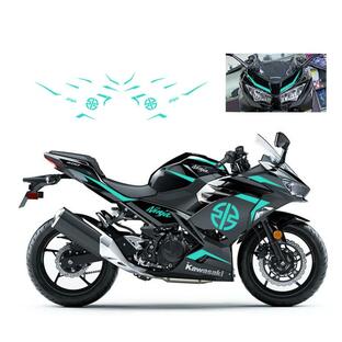 Kawasaki Ninja 400対応バイクステッカー、グラフィックキットステッカーモノクロデカール装飾用アクセサリー (DS 002 YH-Blue)の画像