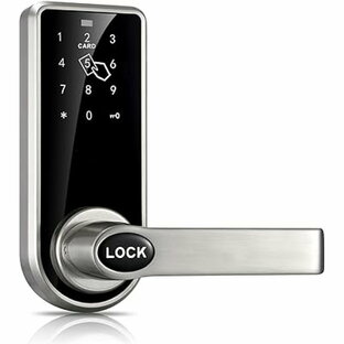 ドアクローザー スマートロック ドアロック 電子錠 デジタルドアロック デジタル電子 パッドレバーロック ドアコードロック ステンレスハンドル スマートキー（シルバー）の画像