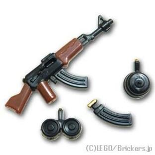 レゴ カスタムパーツ アサルトライフル AK-47 ブラウンボディ マガジンセット | lego 互換 ミニフィギュア 人形の画像