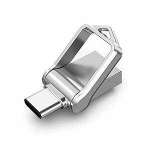 KOOTION USBメモリ 64GB Type Cメモリ USB3.0 2in1 OTG デュアルメモリ メモリースティック キーリング付き 金属 防水360度回転デザイン フラッシュドライブ 高速データ転送 スマホ/MacBook/Windows/ノートパソコン対応 （シルバー）の画像