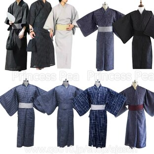 伝統的な男性用和服を新入荷男性用浴衣武士服に帯を含む多種多様なスタイルの画像