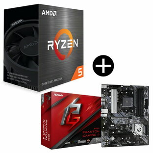 【国内正規品】 AMD Ryzen 5 5500 Wraith Spire Cooler CPU + ASRock B550 Phantom Gaming 4 ATXマザーボード セットの画像
