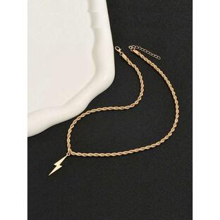 メンズ ジュエリー ネックレス 金色 ツイスト 稲妻ペンダント ヒップホップ風 組み合わせ 時代を超越した ペンダントネックレスの画像