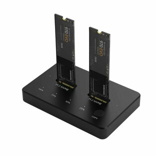 外付けNVMe M.2 SSD スタンド クローン機能付PCIe NVMe M.2 SSD二枚対応 M.2 SSDケース（Mキー/B + Mキー）対応 USB 3.1 Gen2 10Gbps高速データ転送 外付け基盤ケース2230/2242/2260/2280 SSD対応の画像