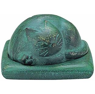 竹中銅器 置物 『高岡銅器』 幅9X奥行9X高さ5cm 伏せ香炉 猫 136-14の画像