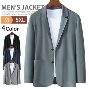 接触冷感 ジャケット メンズ ブレザー サマージャケット テーラードジャケット スーツジャケット 長袖 涼しい 2ツボタンの画像