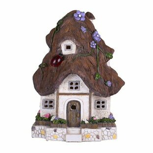 LEDソーラーライト ソーラーパワー ガーデンライト TERESA'S COLLECTIONS Brown Fairy Garden House with Solar Lights, Waterproof Resin Outdoor Statue Cottage Garden Figurines Lawn Ornaments for Patio Yard Decorations, 7.8 inch 【並行輸入品】の画像