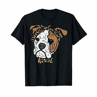 イングリッシュブルドッグ ヒョウ柄バンダナ 犬の恋人 飼い主プレゼント Tシャツの画像