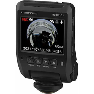 コムテック 車用 ドライブレコーダー 360度全方位カメラ搭載 HDR361GS 360 カメラで全方位を録画 microSDカードメンテナンスフリー対応 microSDカード32GB付属 日本製 3年保証 常時録画 衝撃録画 GPS 駐車監視 補償サの画像