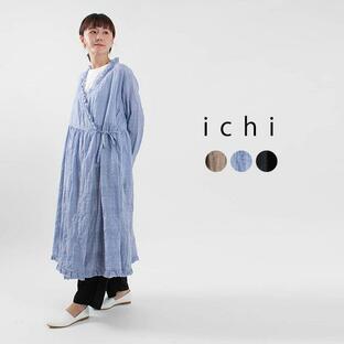 ichi シャーリングカシュクールワンピース 201136 ナチュラルファッション ナチュラル服 40代 50代 大人コーデ 大人かわいい カジュアル シンプルの画像