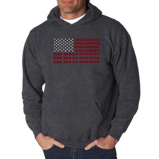 エルエーポップアート メンズ Tシャツ トップス God Bless America - Men's Word Art Hooded Sweatshirtの画像