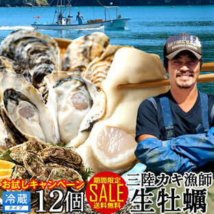 牡蠣 SALEカキ 生牡蠣 殻付き 生食用 中サイズ 12個【軍手1・ナイフ1 無料サービス中】 食べやすい 生ガキ 三陸宮城県 石巻産 カキ漁師直送 お取り寄せ 生産者支援 送料無料 おすすめ 激安 お買い得 お試しキャンペーン［秋の味覚ギフト プレゼント］の画像