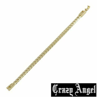【即納】Crazy Angel クレイジーエンジェル 真鍮 ゲルマニウム 天然ダイヤモンド ブレスレット 18cm CAG-201-G18 ゴールドカラー へリンボーンチェーン 紋章 アクセサリー ジュエリー ブランド アクセ メンズの画像