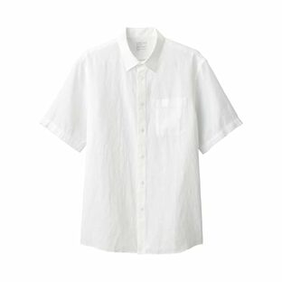 無印良品 紳士 リネン洗いざらし半袖シャツ メンズ AC1W1A4S 白 紳士Sの画像