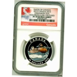 【品質保証書付】 アンティークコイン NGC PCGS 2015 カナダ S $10 ダックス カナダシナモンティール カラー付き ER NGC PF70 ウルトラカの画像