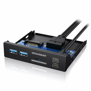 GRAUGEAR 10Gbps USB3.2 Gen2 Type-C 3.5インチベイ カードリーダー 内蔵型メモリカードリーダー/ライター 多機能PCマルチフロントパネルに搭載、6ポート USB-C ハブ、SD/MicroSDカードリーダー、USBポート 増設 PC、コンピューターシャーシのフロントブラケット、SATA電の画像