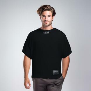 ヴェルサーチ VERSACE 72GAHT18 CJ00O VERSACE Tシャツ ブラック 半袖 ロゴ プリント シンプル メンズ 新品の画像