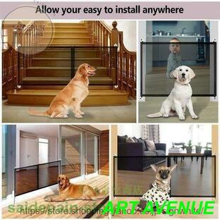 ペットゲート フェンス 家庭用 隔離ドア ブラック 犬メッシュゲート 安全柵出入り口 階段用 取り外し可能なジッパー 透明の画像
